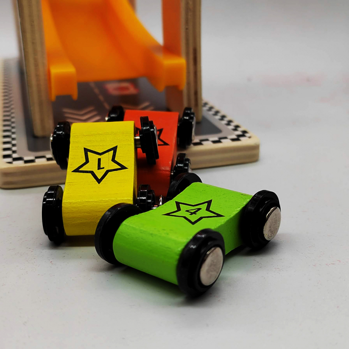 Jucarie interactiva, Tactoy, traseu cu 3 masini, din lemn, multicolor, 21 cm, Vision XXI [4]