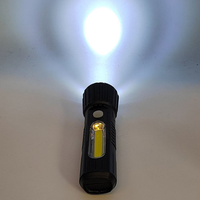 Lanterna cu led, GH-7388, 2 moduri iluminare, 16 cm, functioneaza cu 3 baterii AAA, negru, Vision XXI [4]