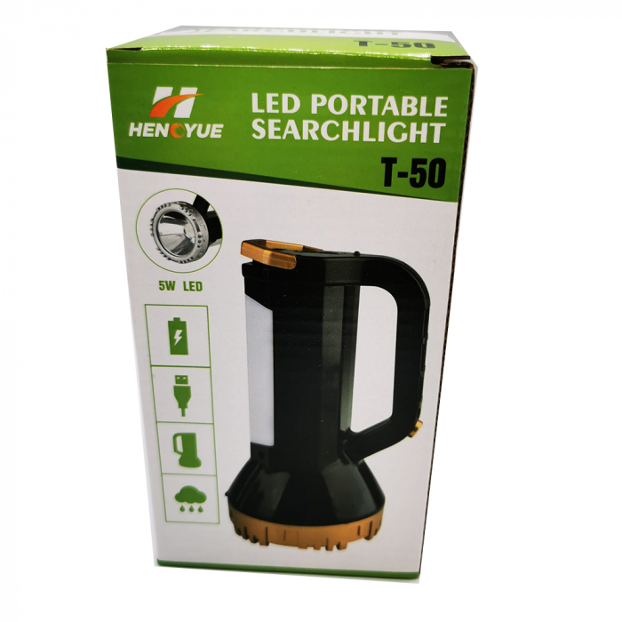 Lanterna profesionala Dual LED Super Night Breaker, Portabila, incarcare USB, rezistenta la apa, 17cm, Difuzor 7cm [2]