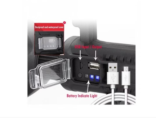 Lanterna/Proiector Reincarcabil USB, ultra-luminos, 2000 W, acumulator Litiu, adaptor USB, rezistent la apa, Diametru Difuzor de Lumina 15 cm, VisionXXI [3]