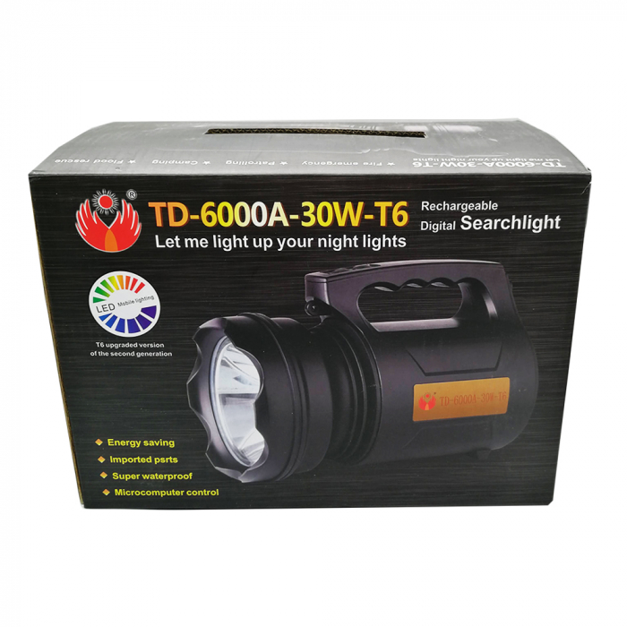 Lanterna/Proiector reincarcabil USB, Ultra-Luminos, 6000A-30W, Super Waterproof, acumulator Litiu, rezistent la apa, adaptor USB inclus, Diametru Difuzor de Lumina 11 cm VisionXXI [3]