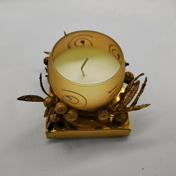 Lumanare Ornamentala Parfumata, tema de Craciun, 9x13cm, Auriu, VisionXXI [4]