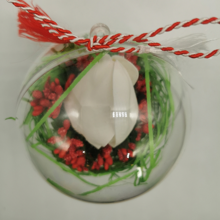 Martisor Aranjament Floral Lalea Alba in Glob de sticla, VisionXXI [3]
