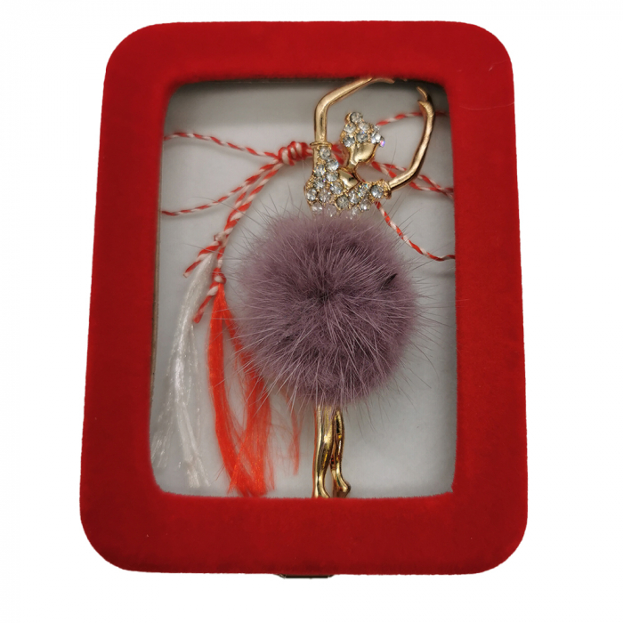 Martisor Brosa Mare, Balerina Gratioasa, in cutie de catifea rosie cu fereastra de sticla, VisionXXI [2]