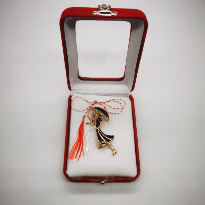 Martisor Brosa Mare in cutie de catifea rosie cu fereastra de sticla, Doamna Misterioasa, VisionXXI [3]