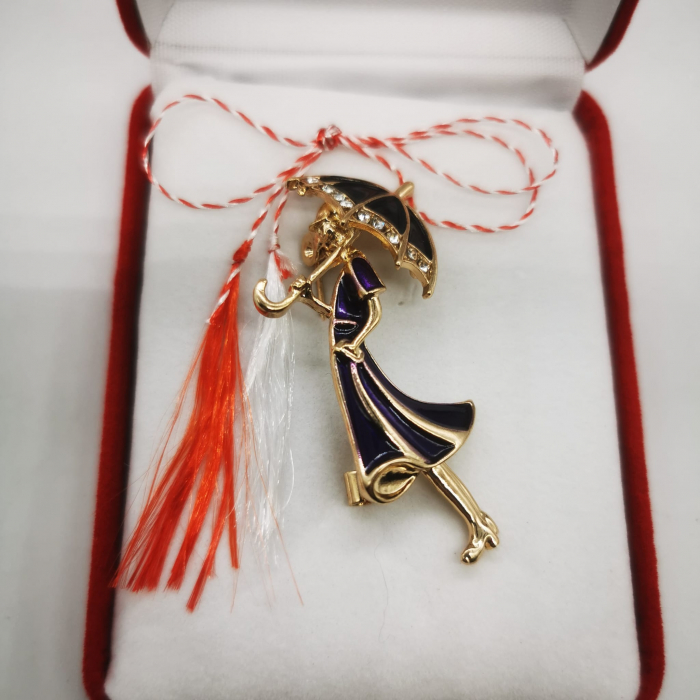 Martisor Brosa Mare in cutie de catifea rosie cu fereastra de sticla, Doamna Misterioasa, VisionXXI [2]