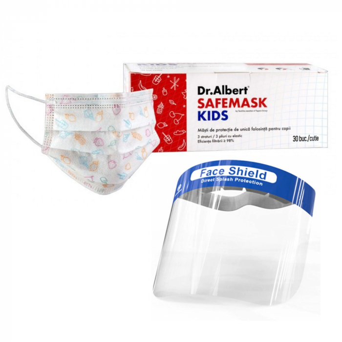 Masca de protectie de unica folosinta pentru copii FMK 1405 Vision, 30 bucati/set + o viziera Face Shield cadou [1]