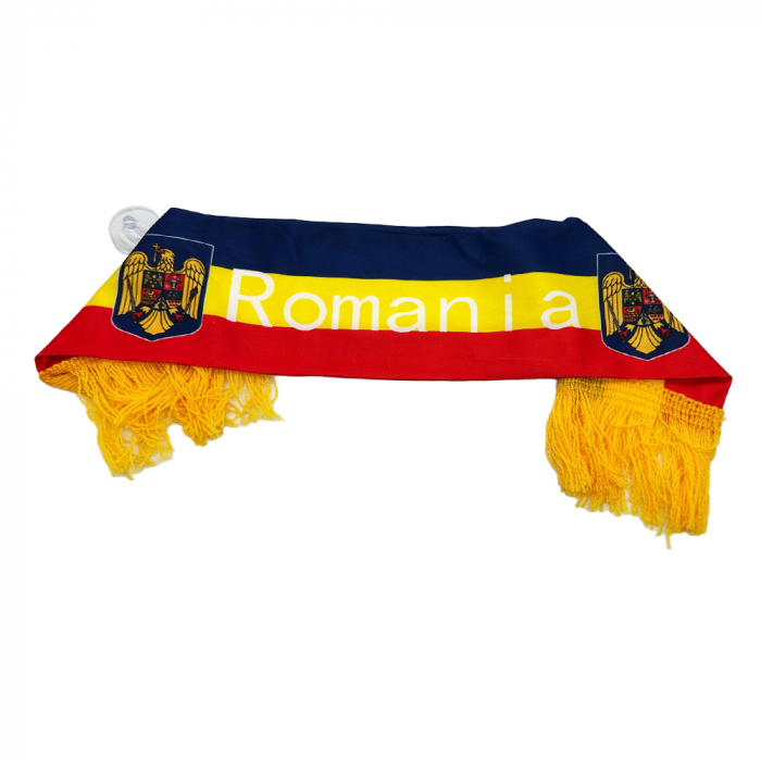 Minifular Tricolor Romania, 9x50 cm, cu franjuri, pentru interior auto, cu ventuze, Vision XXI [3]