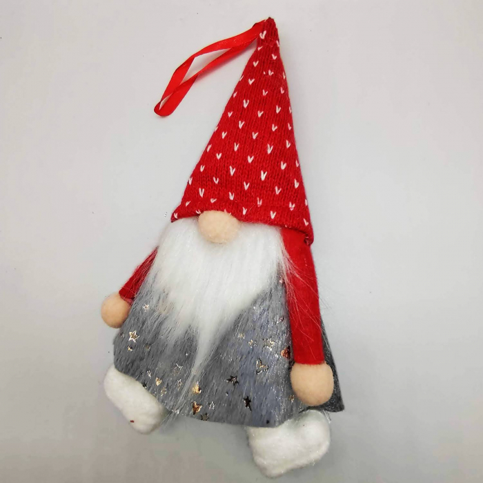 Ornament Atarnator pentru Usa, Geam sau Brad, Elf Gnom cu Barba, Gri, 21+12cm, VisionXXI [4]