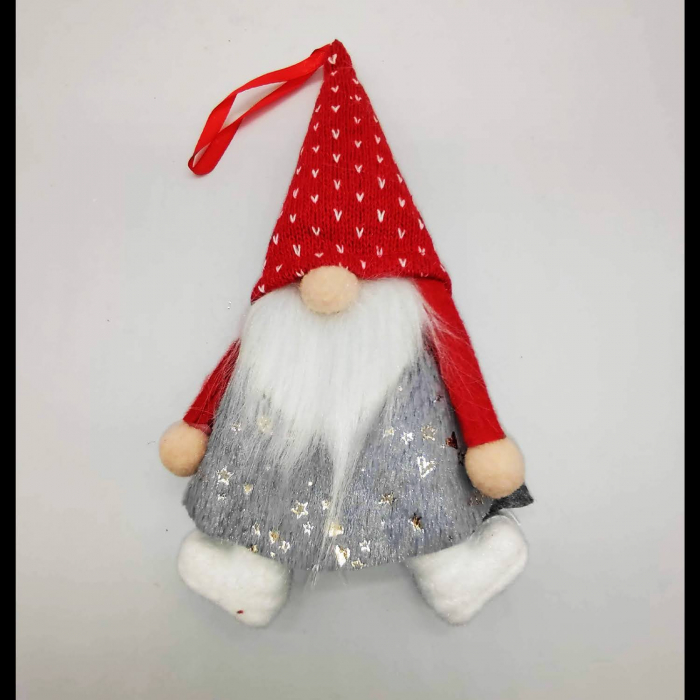 Ornament Atarnator pentru Usa, Geam sau Brad, Elf Gnom cu Barba, Gri, 21+12cm, VisionXXI [3]