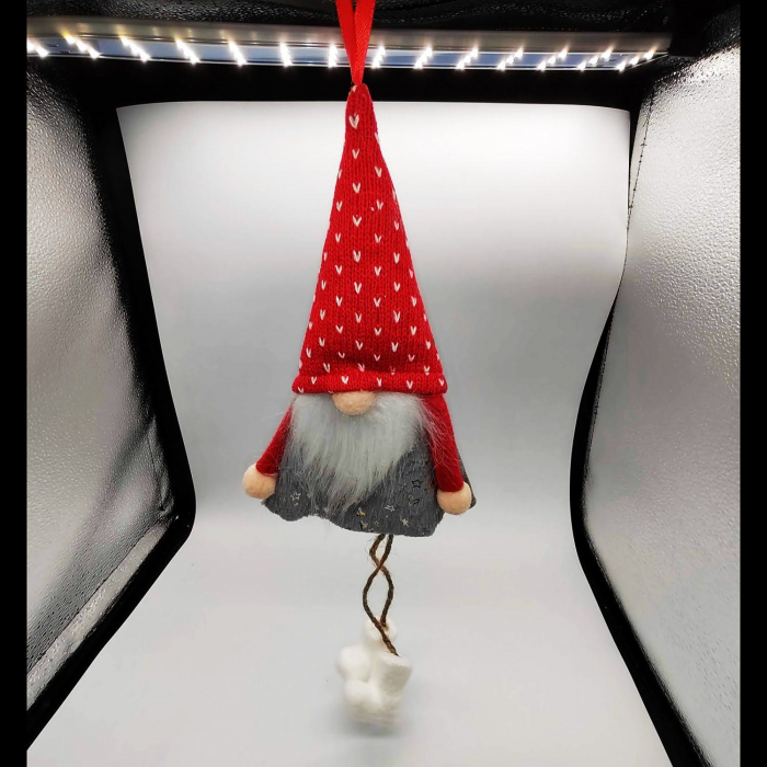 Ornament Atarnator pentru Usa, Geam sau Brad, Elf Gnom cu Barba, Gri, 21+12cm, VisionXXI [2]
