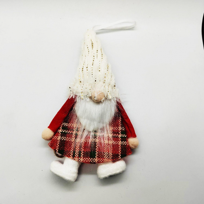 Ornament Atarnator pentru Usa, Geam sau Brad, Elf Gnom cu Barba, Rosu, 21+12cm, VisionXXI [5]