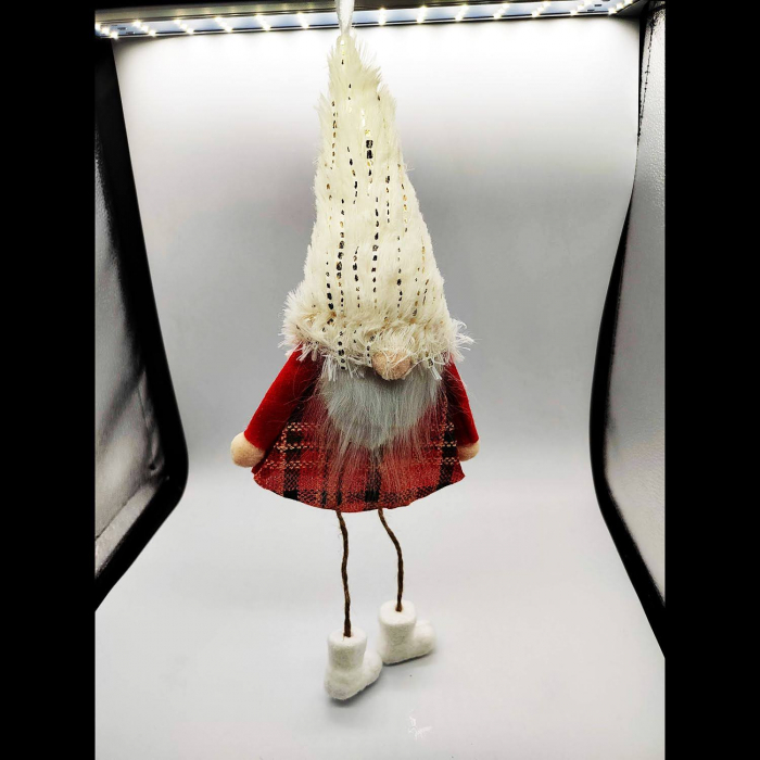 Ornament Atarnator pentru Usa, Geam sau Brad, Elf Gnom cu Barba, Rosu, 21+12cm, VisionXXI [3]