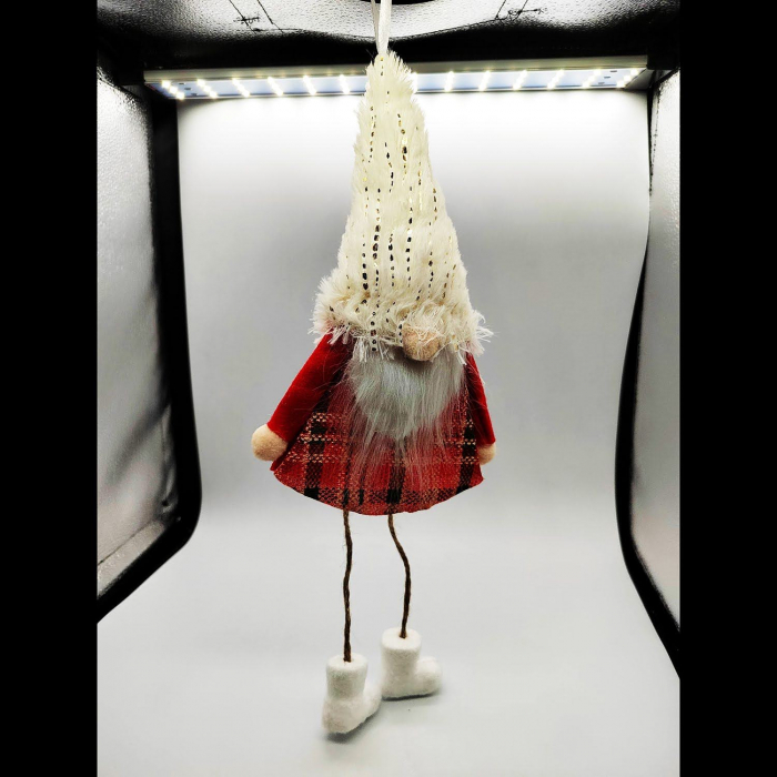 Ornament Atarnator pentru Usa, Geam sau Brad, Elf Gnom cu Barba, Rosu, 21+12cm, VisionXXI [2]