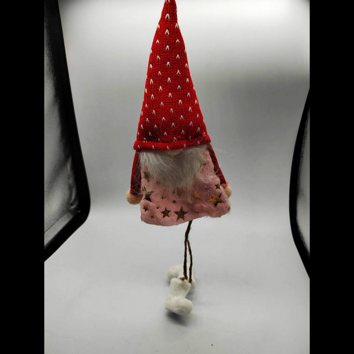 Ornament Atarnator pentru Usa, Geam sau Brad, Elf Gnom cu Barba, Roz, 21+12cm, VisionXXI [4]