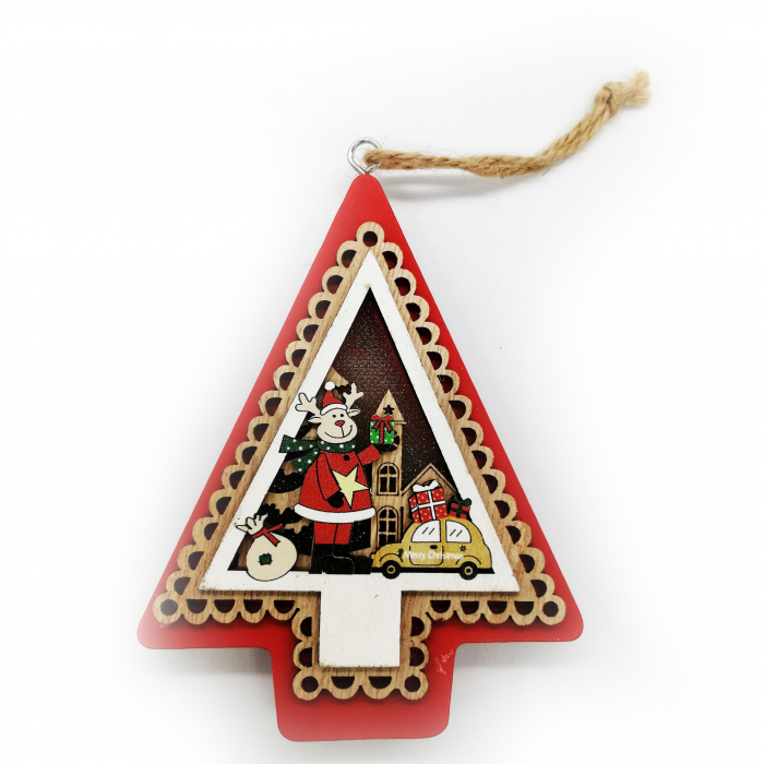 Ornament de lemn cu lumina de Craciun 11 cm [3]