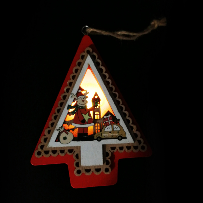 Ornament de lemn cu lumina de Craciun 11 cm [4]