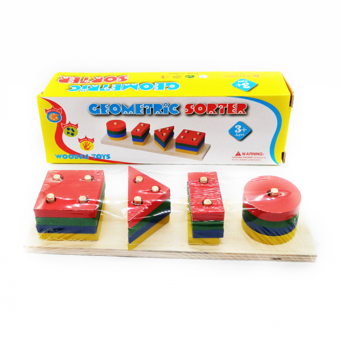Puzzle lemn,  Vision, sortator educational de figuri geometrice, 17 de piese [2]