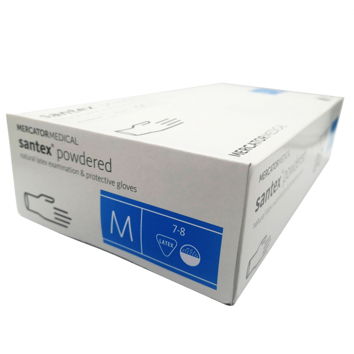 Set 100 bucati manusi latex Vision, medicale, pudrate, crem, marimea M [3]