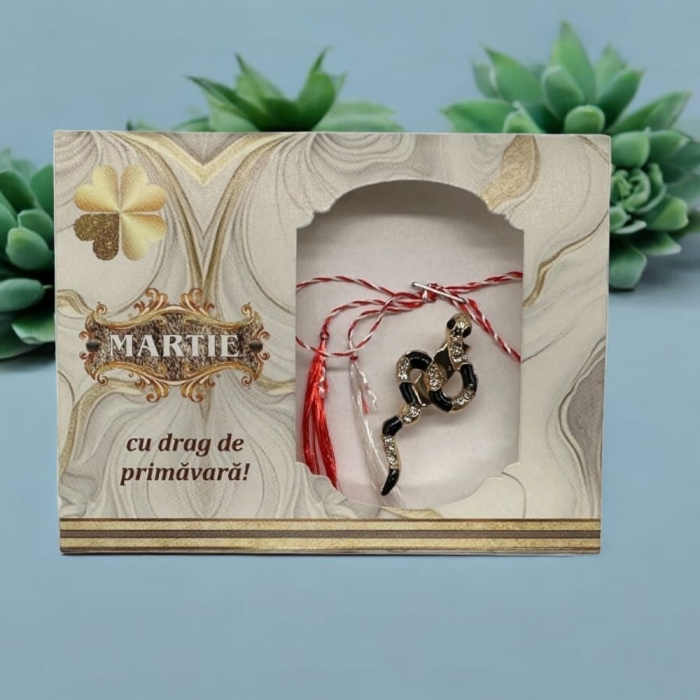 Set 2 Martisoare tip Brosa, "Anul Sarpelui", in cutie de carton cu fereastra decupata, VisionXXI [3]