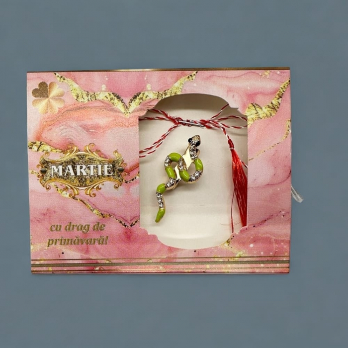 Set 2 Martisoare tip Brosa, "Anul Sarpelui", in cutie de carton cu fereastra decupata, VisionXXI [4]