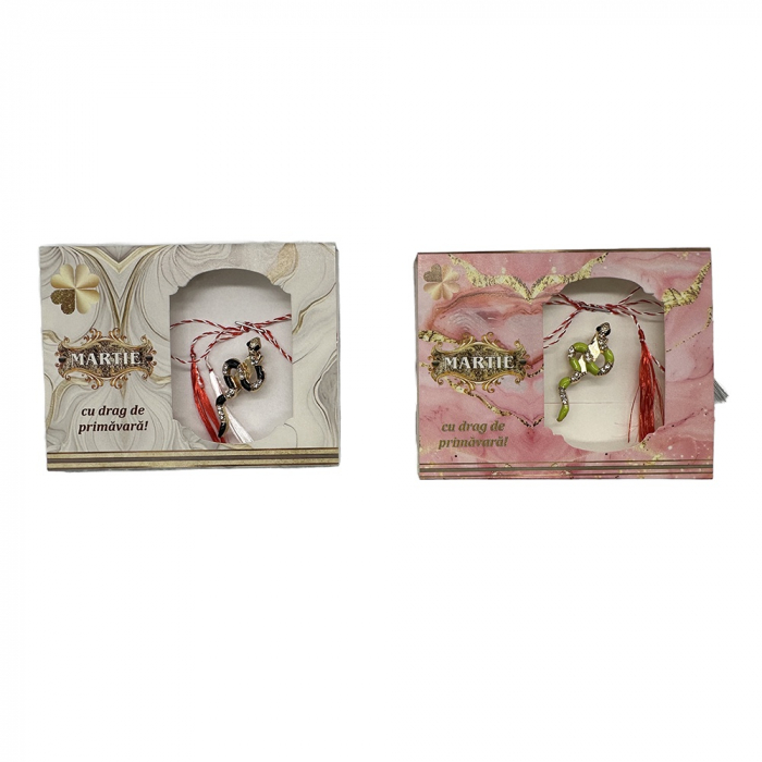 Set 2 Martisoare tip Brosa, "Anul Sarpelui", in cutie de carton cu fereastra decupata, VisionXXI [6]