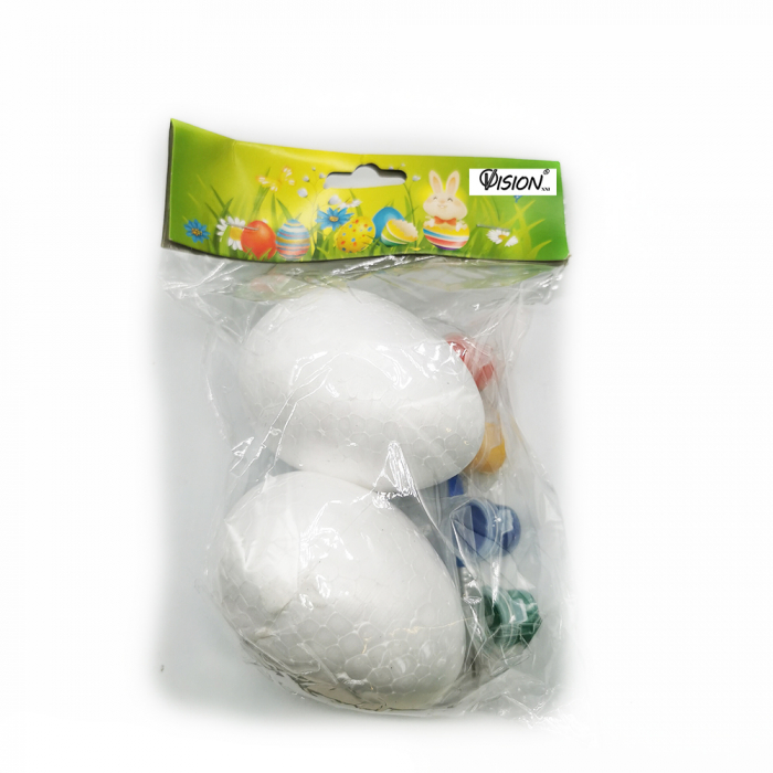 Set 2 oua de Polistiren, pentru Decorat, cu acuarele si pensule, 9x7cm, VisionXXI [2]