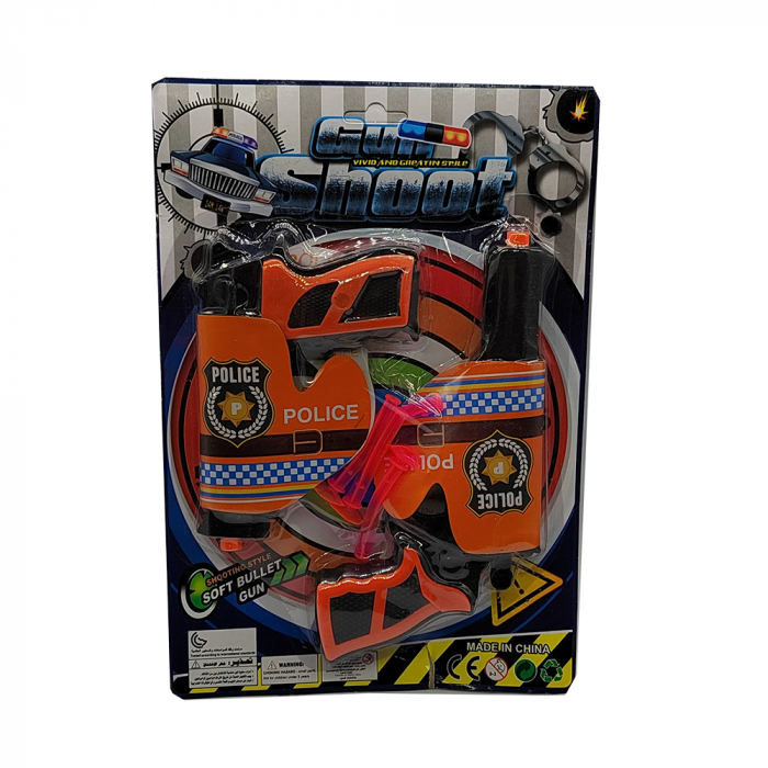 Set 2 pistoale, Police Gun Shoot, cu 4 ventuze, 22 cm, Vision XXI [2]