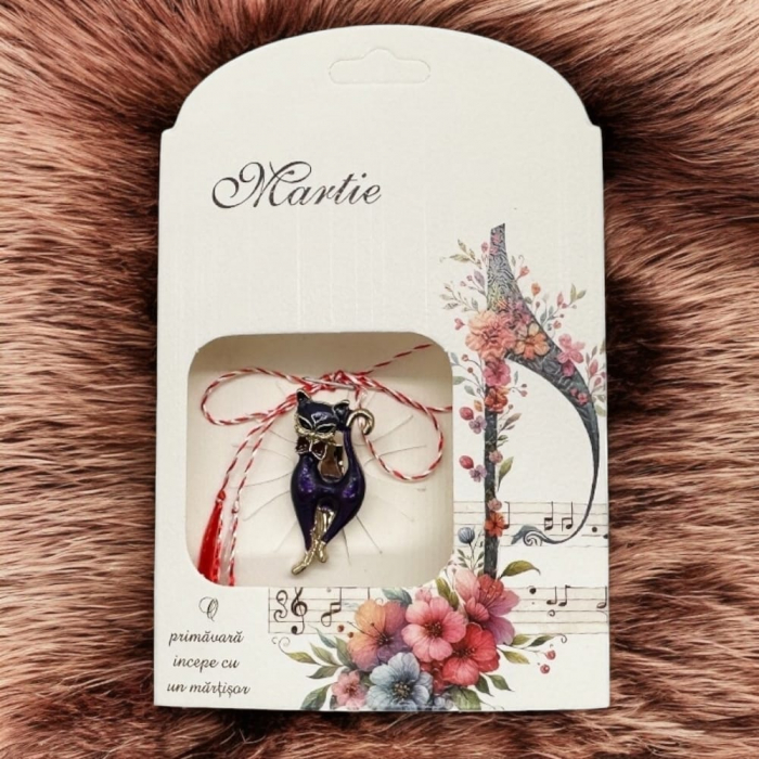 Set 3 Martisoare tip Brosa, "Pisici Aristocrate Melomane", in cutie cu nota muzicala inflorata, VisionXXI [6]