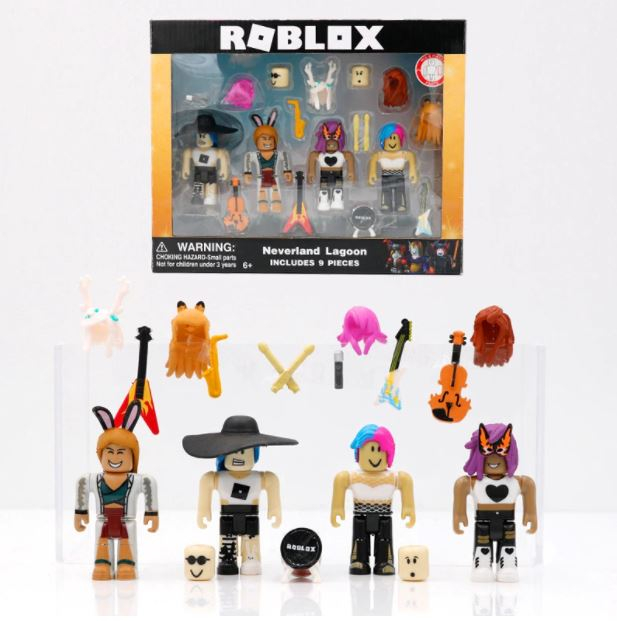 Set 4 figurine ROBLOX , 12 accesorii, Multicolor, + 3 ani, H 8 cm, Plastic, Neverland Lagoon of ROBLOX, Direct Online [1]