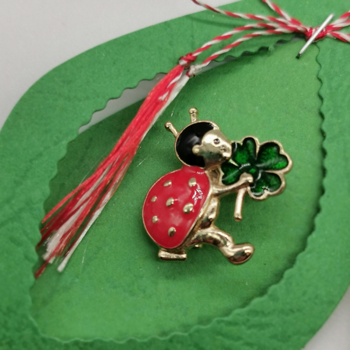 Set 4 Martisoare tip Brosa, "Buburuza Fermecata", pe cutie de carton decupat, VisionXXI [4]