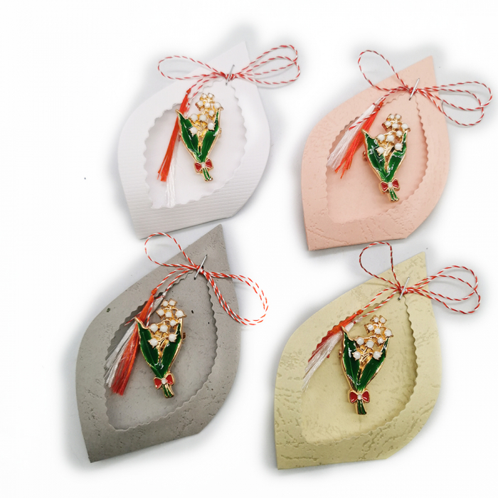 Set 4 Martisoare tip Brosa, "Lacramioara Margaritar", pe cutie de carton decupat, VisionXXI [1]
