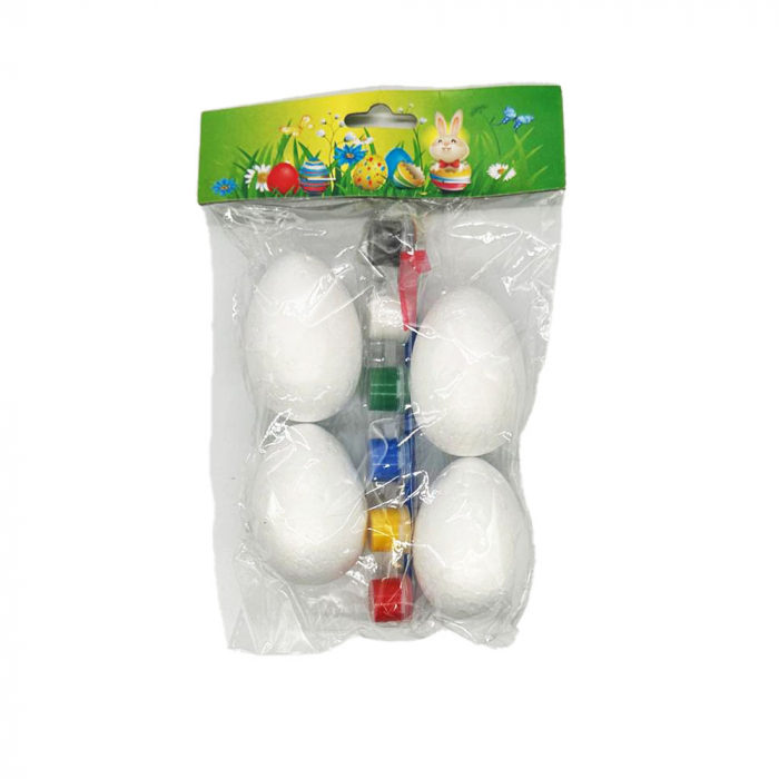 Set 4 oua de Paste polistiren pentru pictat cu acuarele si pensula, 5x7 cm, Vision XXI [2]
