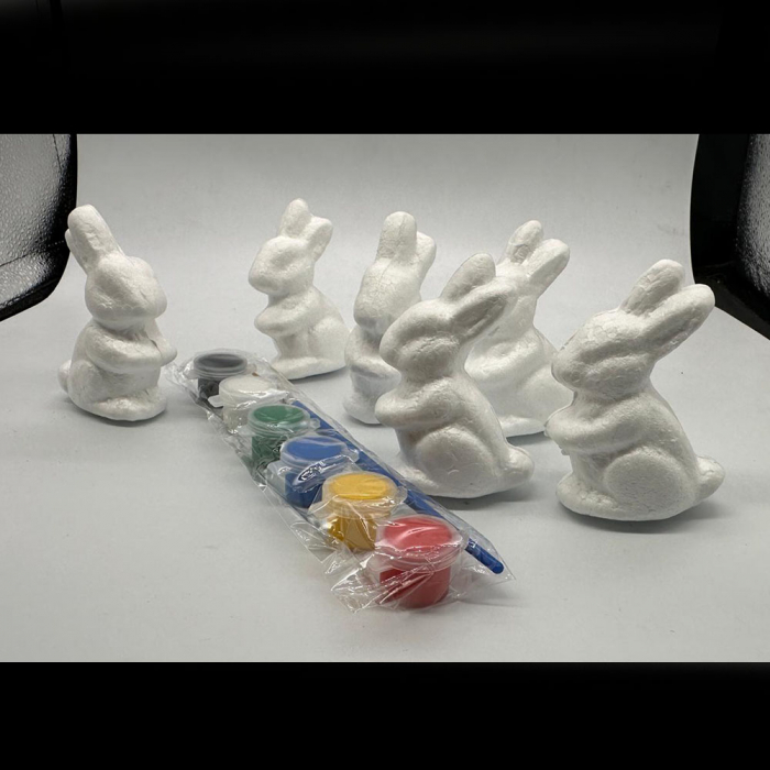 Set 6 iepurasi de Paste polistiren pentru pictat cu acuarele si pensula, 5x7 cm, Vision XXI [4]