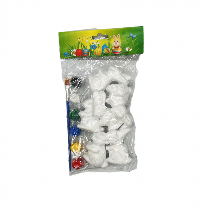 Set 6 iepurasi de Paste polistiren pentru pictat cu acuarele si pensula, 5x7 cm, Vision XXI [2]