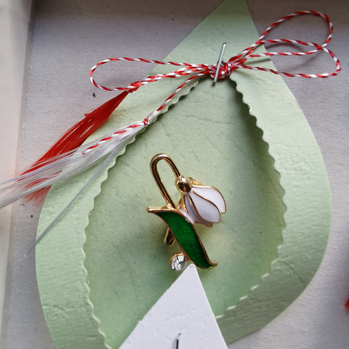 Set 6 Martisoare tip Brosa, "Grup de Ghiocei", pe cutie de carton, Diverse modele, VisionXXI [6]