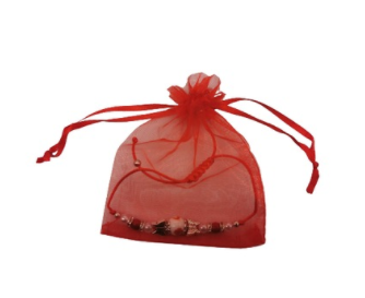 Set Bratara de Martisor cu pietre si simboluri de primavara si Saculet Organza rosu, Vision® [2]