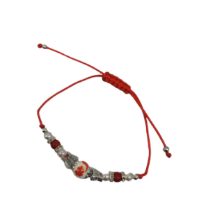Set Bratara de Martisor cu pietre si simboluri de primavara si Saculet Organza rosu, Vision® [3]