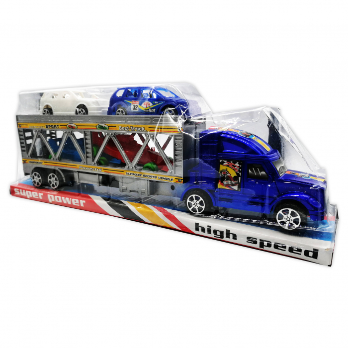 Set camion transportator de autovehicule Vision, 35 cm, 4 masini transportate, 5 piese [2]