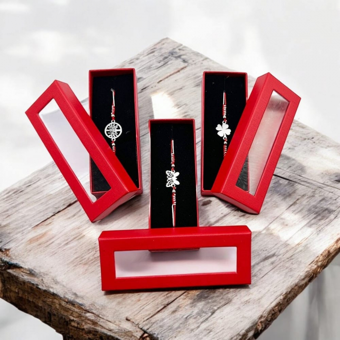 Set de 3 Bratari Martisor, ArtDeluxe, Argintii, in Cutie de Carton Rosie cu Catifea Neagra, VisionXXI [2]