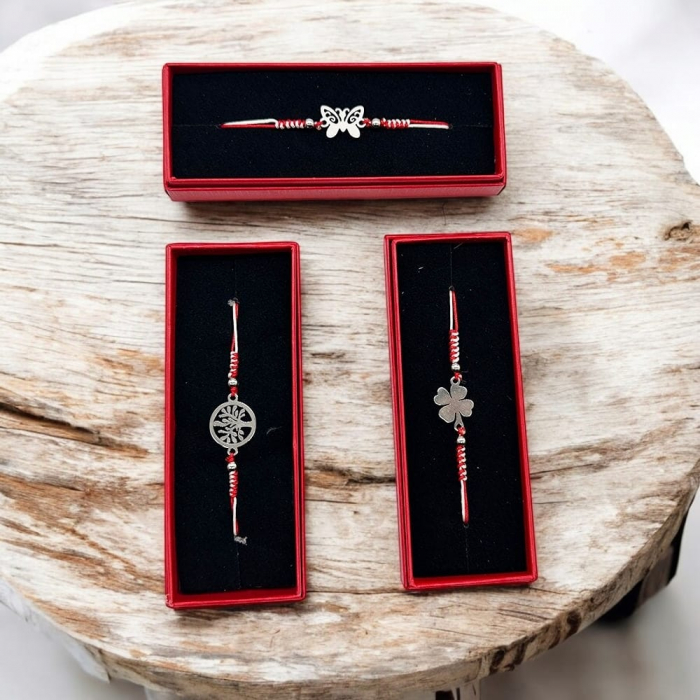 Set de 3 Bratari Martisor, ArtDeluxe, Argintii, in Cutie de Carton Rosie cu Catifea Neagra, VisionXXI [3]