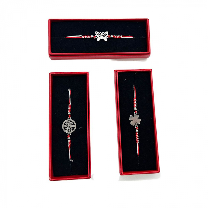 Set de 3 Bratari Martisor, ArtDeluxe, Argintii, in Cutie de Carton Rosie cu Catifea Neagra, VisionXXI [6]