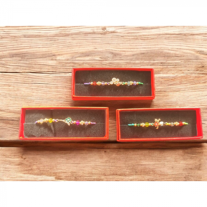 Set de 3 Bratari Martisor, ArtDeluxe, Aurii cu Pietre si Cristale, in Cutie de Carton Rosie cu Catifea Neagra, VisionXXI [6]