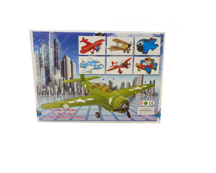 Set de 6 planse Vision de desenat, format A3 cu avioane cu acuarele si pensula [2]