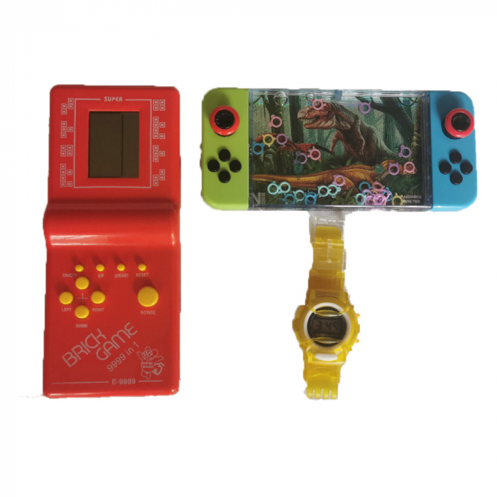 Set de joaca pentru copii, 3 piese, Consola Tetris, Joc de Apa, Ceas de Mana, Multicolor, VisionXXI [2]