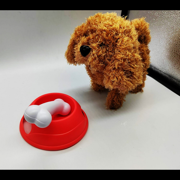 Set de joaca pentru copii, Pet Park, Catelus din Plus cu baterii, care se deplaseaza, misca capul, sunete, 18cm, VisionXXI [3]
