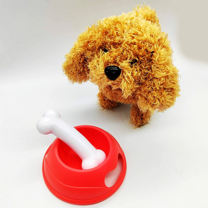 Set de joaca pentru copii, Pet Park, Catelus din Plus cu baterii, care se deplaseaza, misca capul, sunete, 18cm, VisionXXI [2]