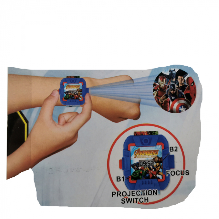 Set figurina tip Avengers cu Ceas functional care proiecteaza imagini, negru, VisionXXI [2]