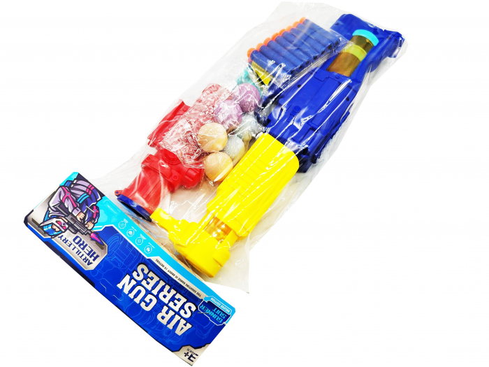 Set Pusca cu Compresie, 14 piese, 45 cm, 2 in 1, cu gloante tip Nerf sau Bile din Burete, Raza mare de actiune, VisionXXI [2]