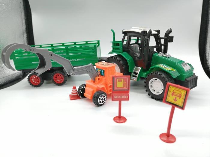 Set tractor cu remorca Vision, utilaj de constructii cu accesorii, 6 piese [3]